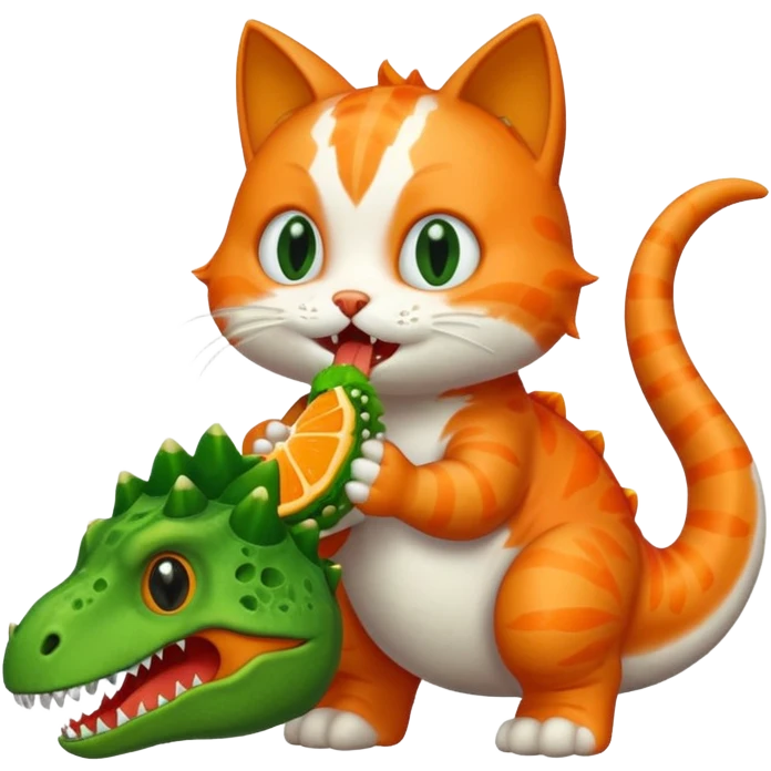 Cat eating dinosaur  emoji