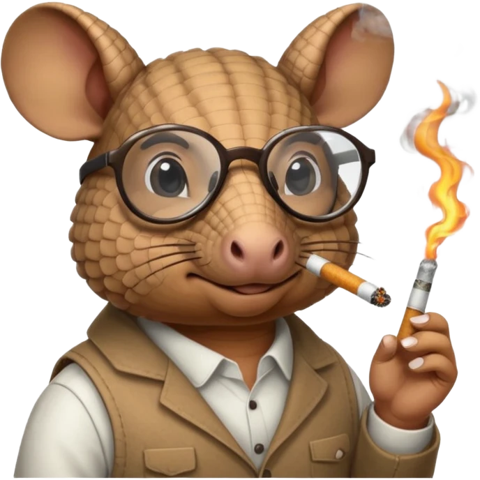 armadillo smoking cigarette whos always coding 24/7 emoji