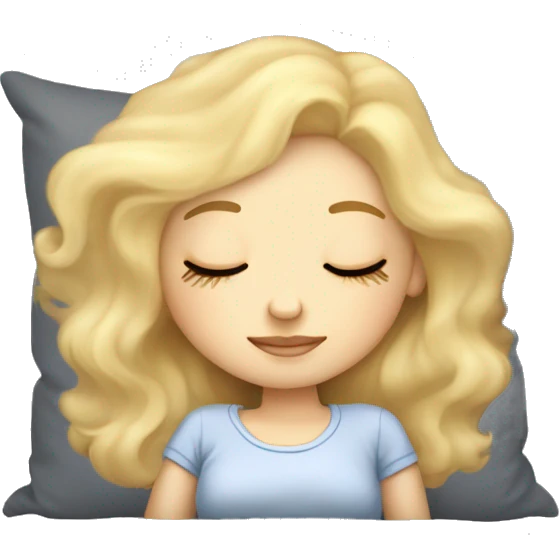 pretty light skinned blonde girl sleeping on a pillow with her closed eyes soft textures no background emoji
