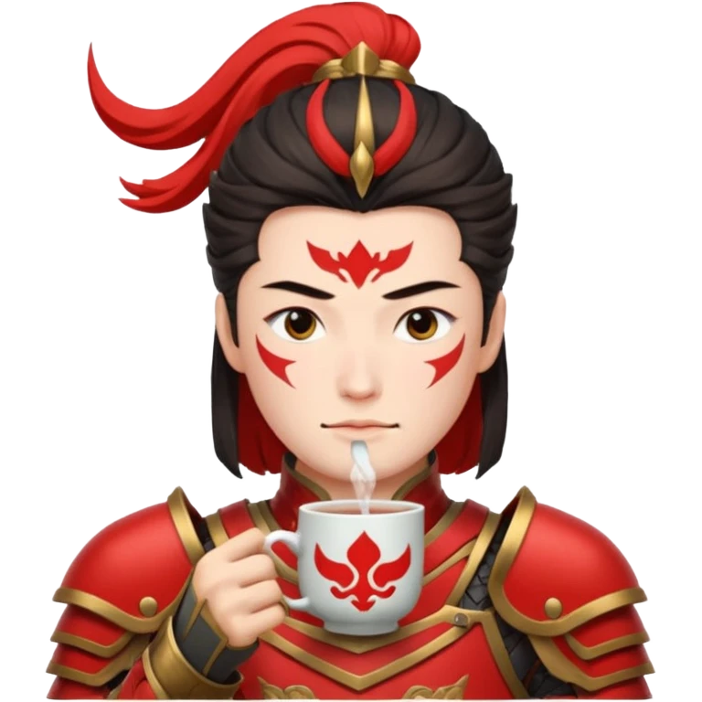 Lu bu squinting while drinking tea  emoji