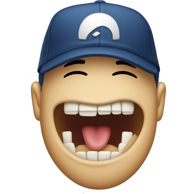 face biting lip with a backwards baseball hat  emoji