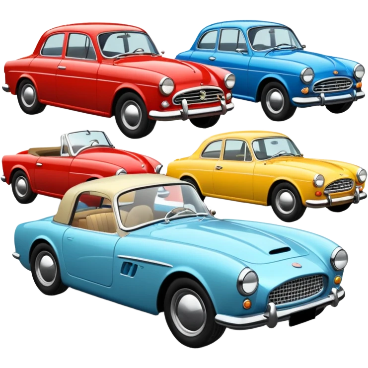 classic cars with different colors  emoji