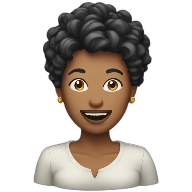 Woman with big mouth and pixie hair emoji
