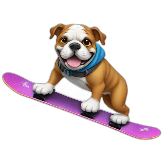 A bulldog snowboarding emoji