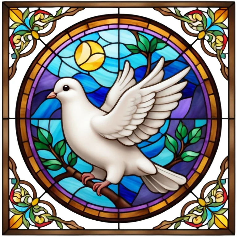 dove on colourful window of church emoji