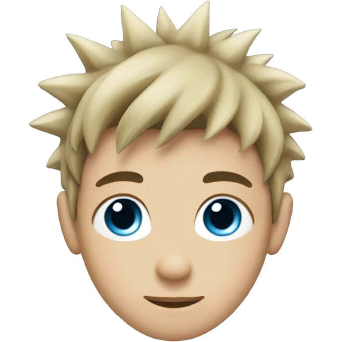 boy with spiky black medium length hair, blue eyes, eyeliner emoji
