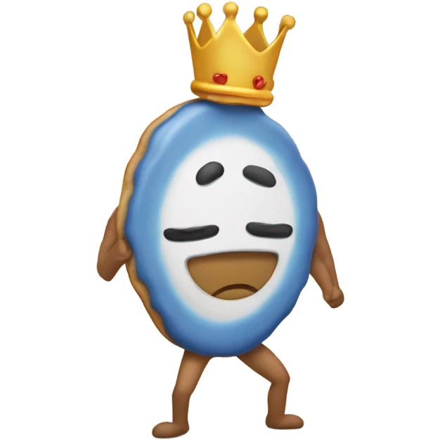 Pancake with arms and legs with a crown emoji
