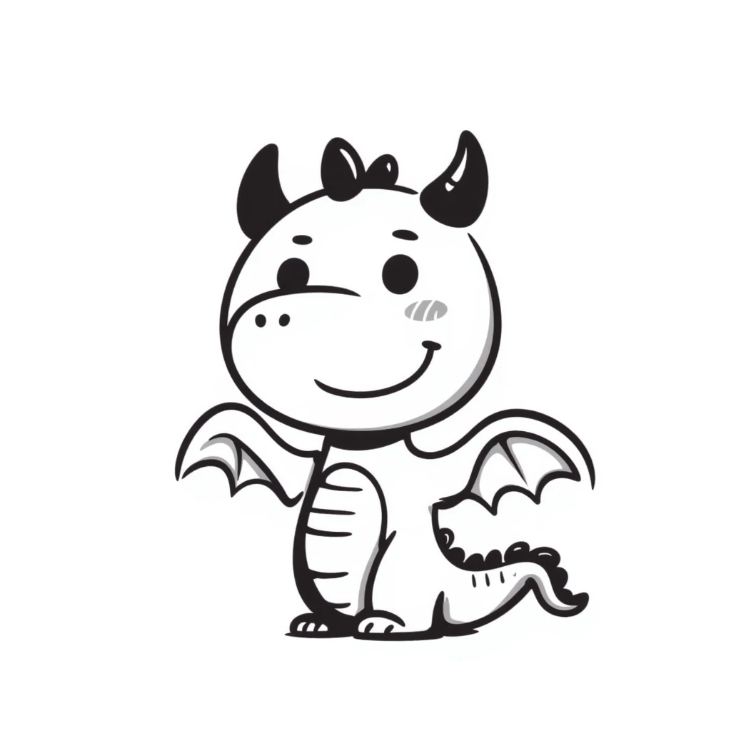 A hand-drawn whimsical dragon with cute face and wings emoji
