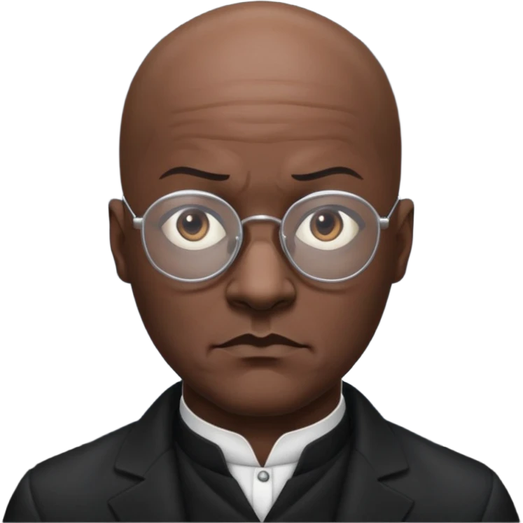 morpheus, bald, glasses, black skin emoji