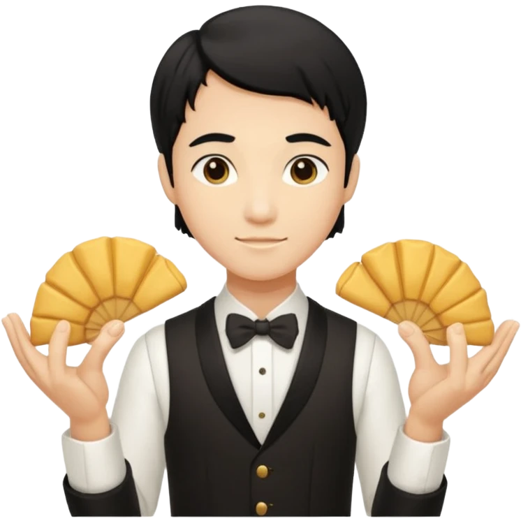 ligth black hair waiter with fortune cookies emoji
