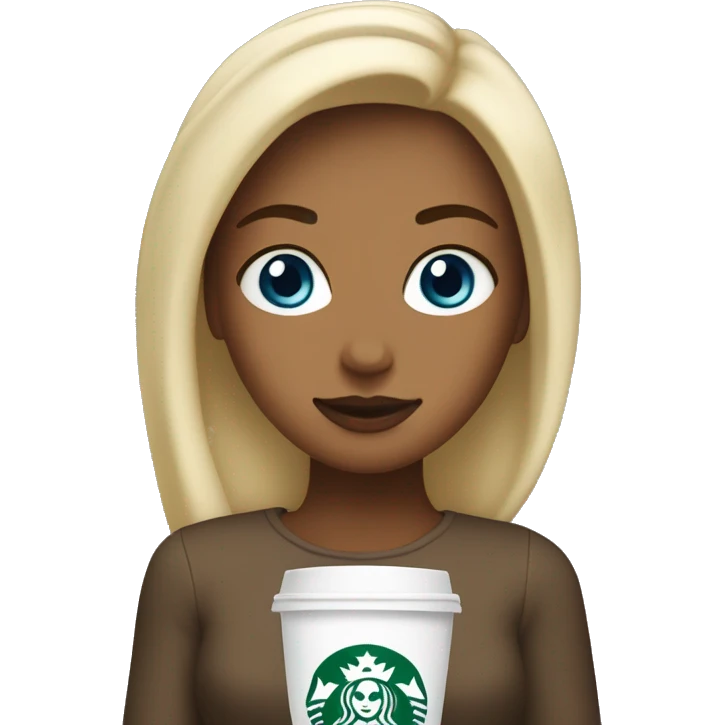 Starbucks cup drink with blonde girl blue eyes  emoji