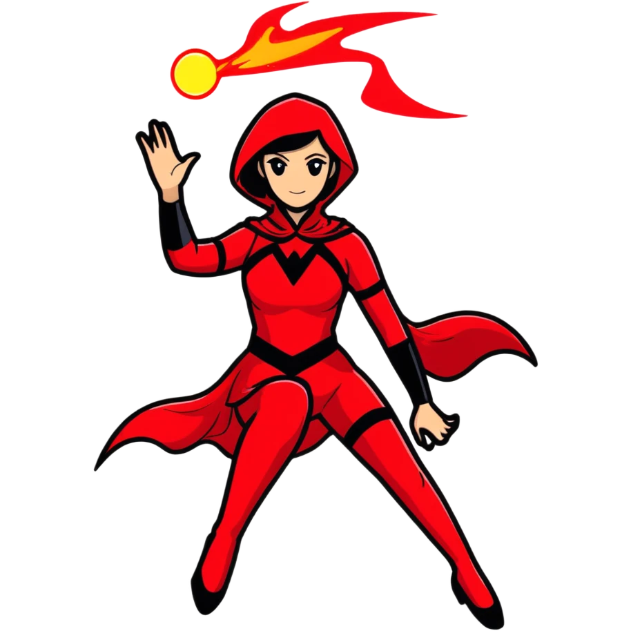 woman in red costume with glowing red magic powers emoji
