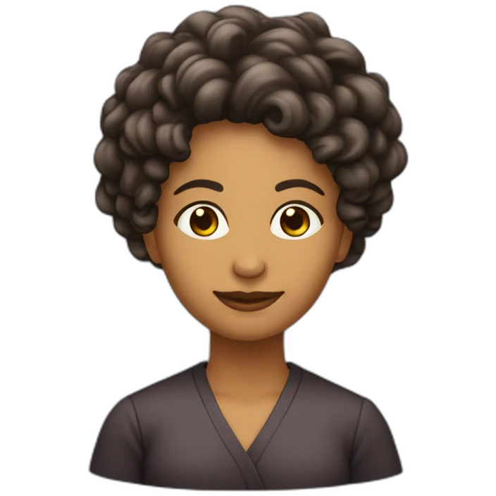profesora pelo largo rizado castaño oscuro emoji