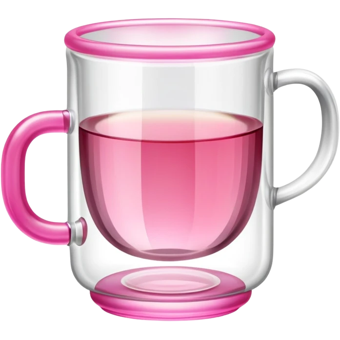 small glass tea cup transparent with pink handle and ribbed surface emoji