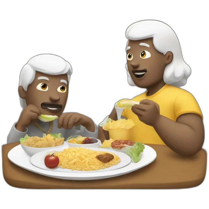 Two white big man eat lunch emoji