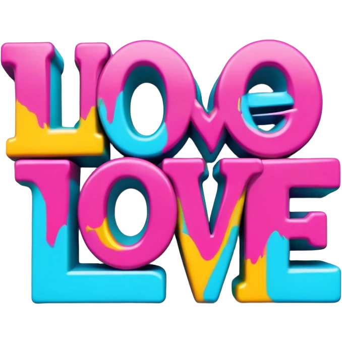 Beveled 3D style graffitied word Love emoji