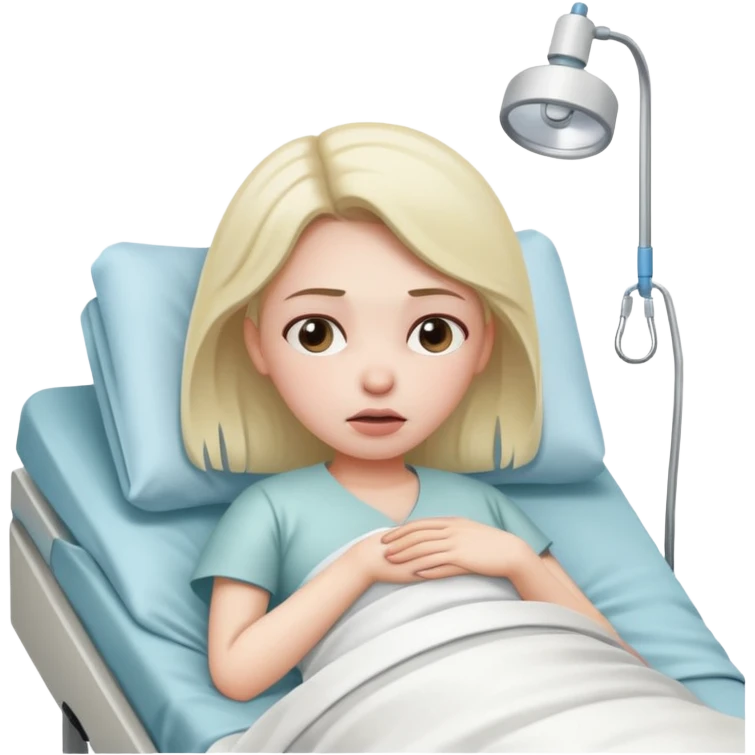 woman looking sick in a hospital bed emoji