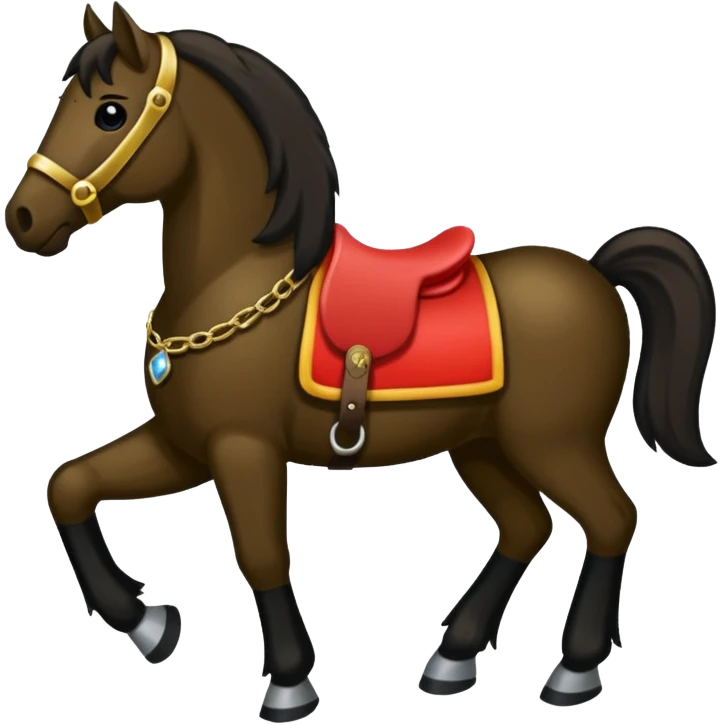 Spanisches dunkelbraunes Pferd mit langer schwarzer Mähne emoji