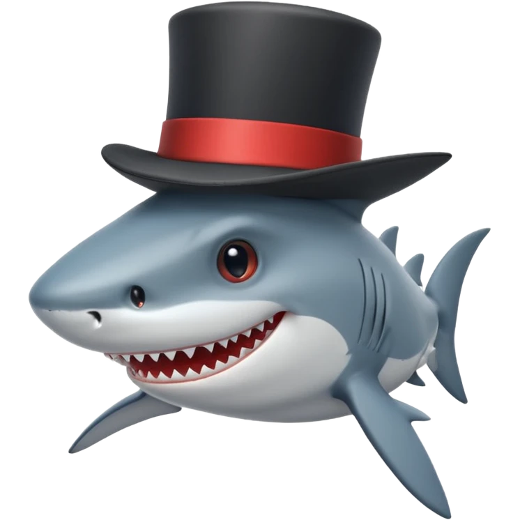 Shark with a top hat emoji