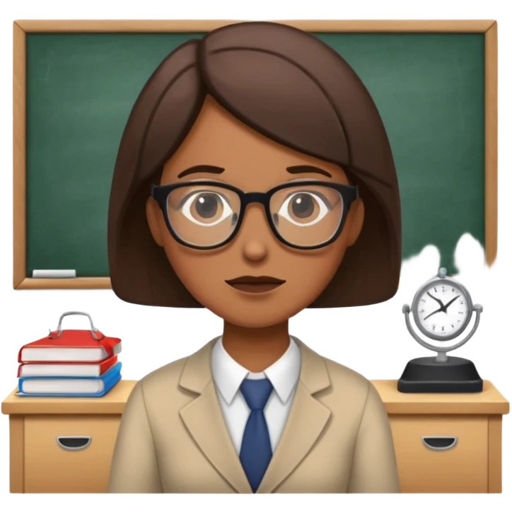 exhausted teacher in a bustling classroom emoji