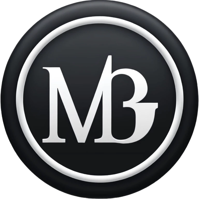 Black Circle with MB written on it emoji
