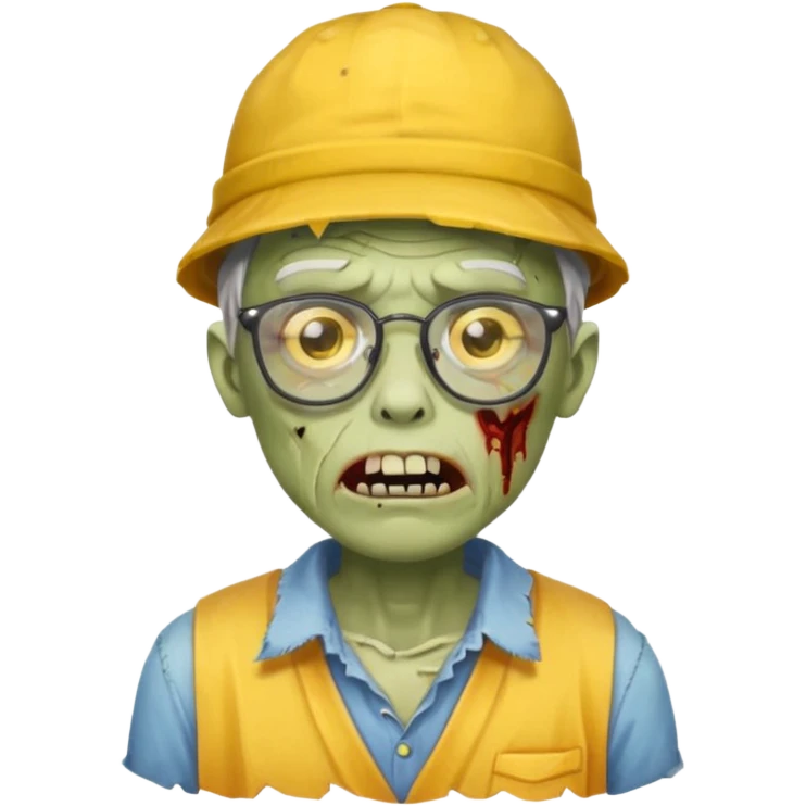 glasses zombie with yellow hat emoji