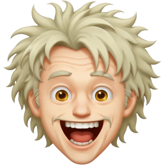 crazy man, laughing wildly, disheveled emoji