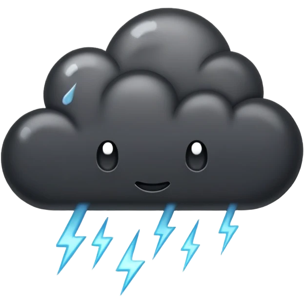 Black cloud with rain and lightning  emoji