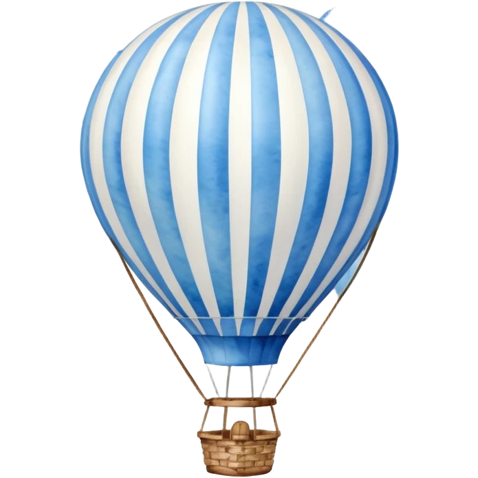 "A dreamy hot air balloon with blue and white stripes, floating among soft clouds, watercolor aesthetic." emoji