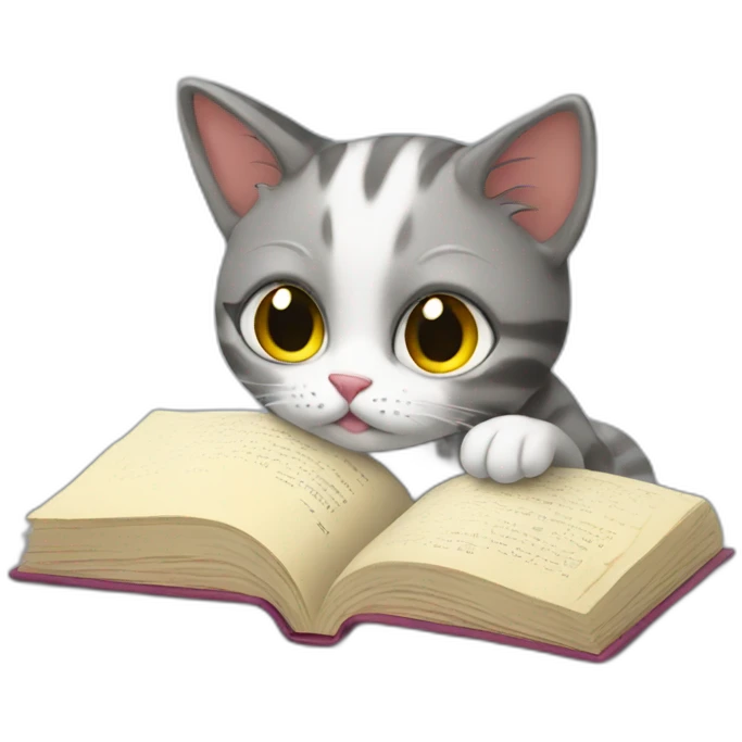 Cat reading a book emoji