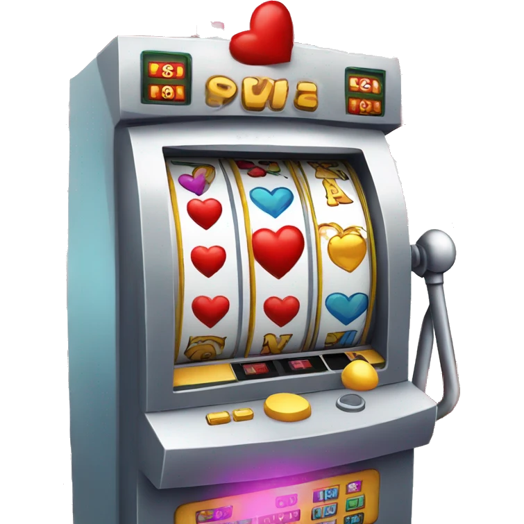 slot machine with heart, more hearts emoji