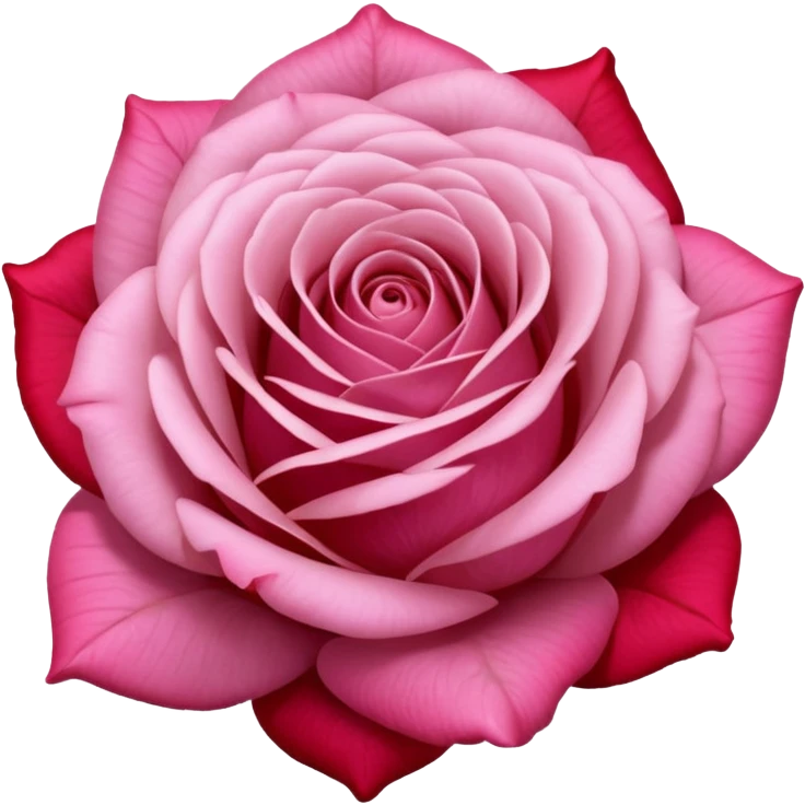 Still life realistic Colorshifting pale pink to mauve to red head of rose emoji