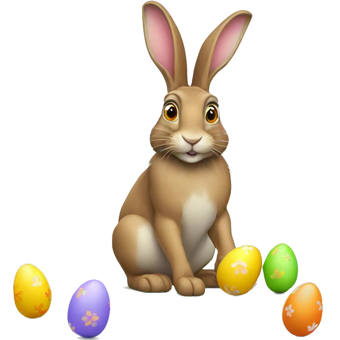 Hare with Easter eggs emoji