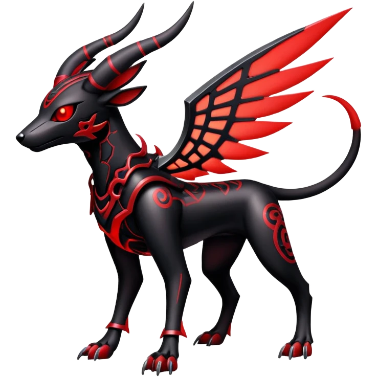 Shiny Gothic Exotic Futuristic Houndoom-Genesect-Pokémon-Fakémon-hybrid-creature emoji