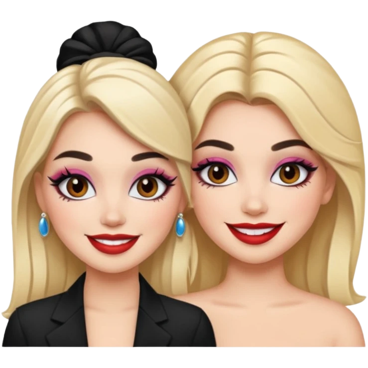 Boujy baddie best friends, fair skin, trendy heavy makeup emoji