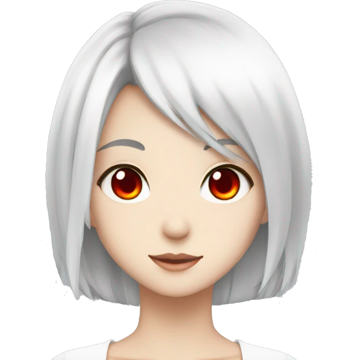 anime white hair girl with red eyes emoji