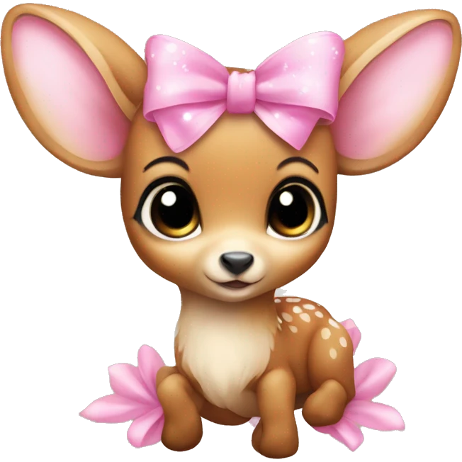 baby deer with fairy wings and a pink bow around its neck  emoji
