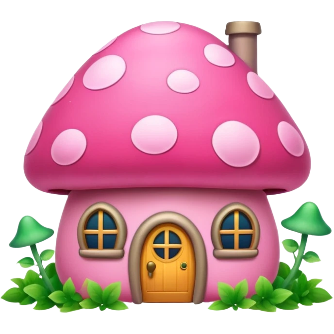 Pink girly mushroom house covered in vines emoji