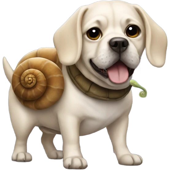 realistic dog with snail costume emoji