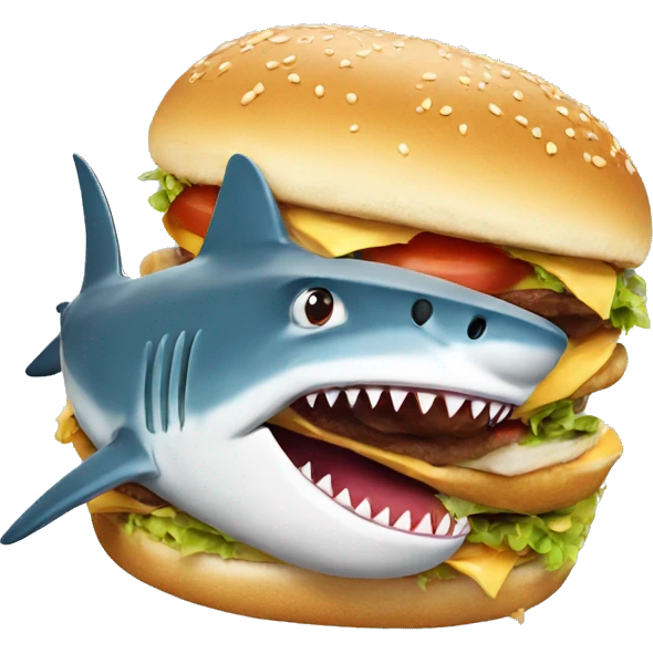 Shark eating a burger  emoji