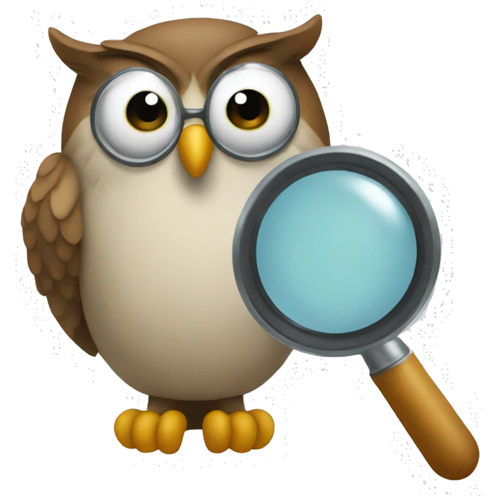 owl using a magnifying glass emoji