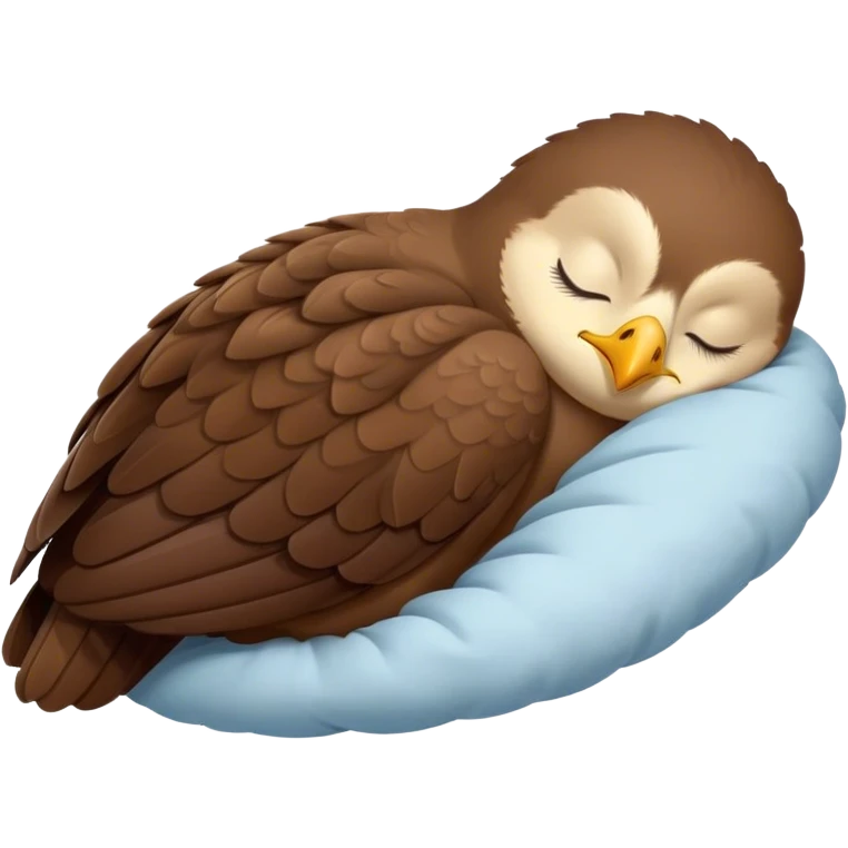 Meme-Worthy Cute Sleeping Hawk Portrait Emoji, Head resting peacefully with a contented smile, showcasing a robust, agile form with eyes gently closed in serene slumber and a subtly curved beak, Simplified yet adorably endearing features, highly detailed, glowing with a soft, drowsy light, high shine, relaxed and utterly lovable, stylized with an air of playful laziness, soft glowing outline, capturing the essence of a sleeping hawk that feels destined to become the next viral icon of adorable rest! emoji