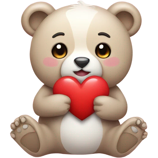 Cute bear holding a heart emoji