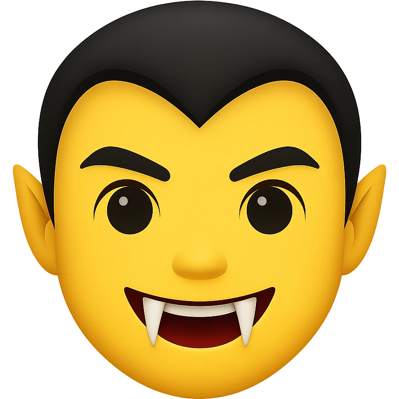 vampire emoji with fangs showing, no background emoji