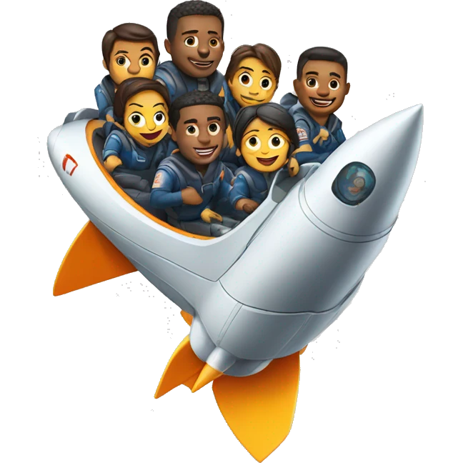 team on a rocketship emoji