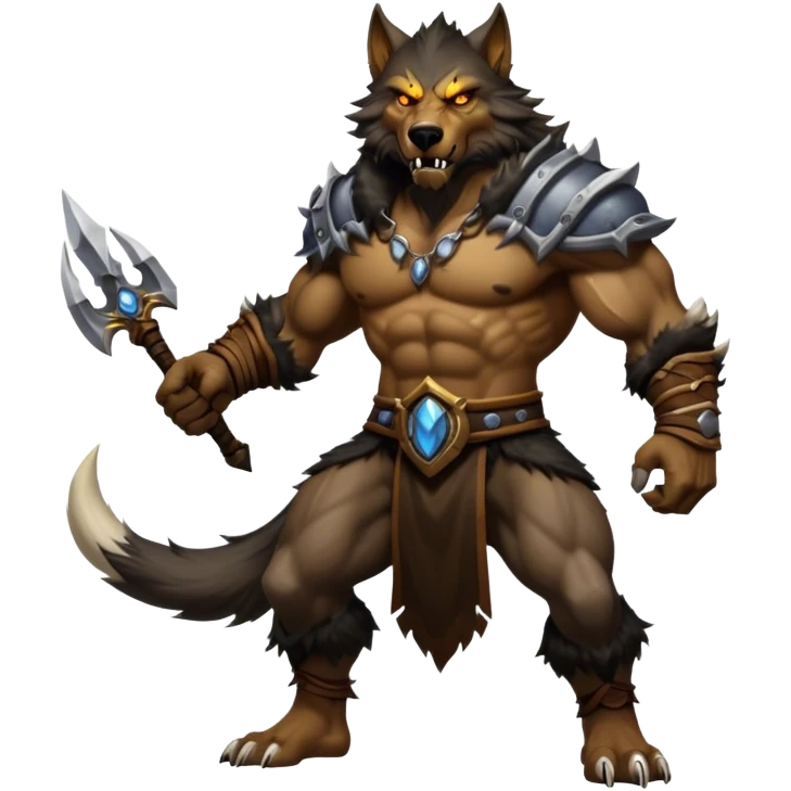 Cinematic Realistic WoW Worgen Portrait, captured in a dynamic, battle-ready stance, muscles rippling beneath his wild fur and tanned skin. His fierce, amber eyes and determined features, set against consistently detailed, worn leather attire, are rendered with dramatic natural lighting and high shine, embodying the raw, relentless fury of a worgen warrior in combat. emoji