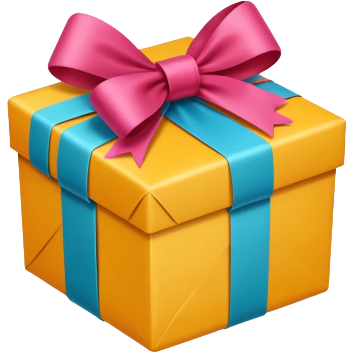 wrapped gift box, colorful and festive emoji