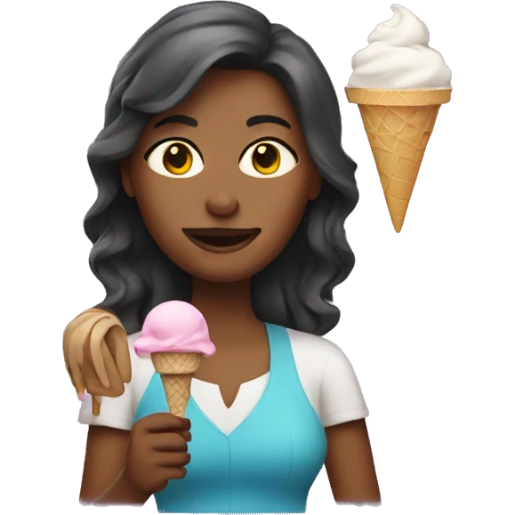 Woman with ice cream emoji