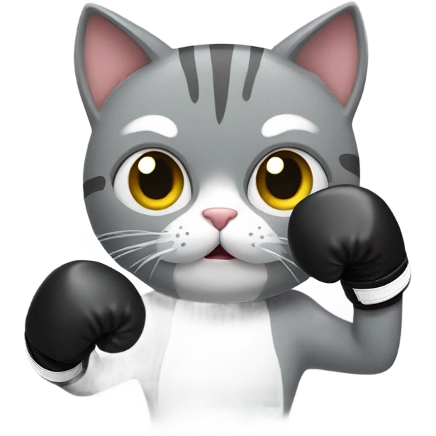 Grey cat with boxing gloves  emoji