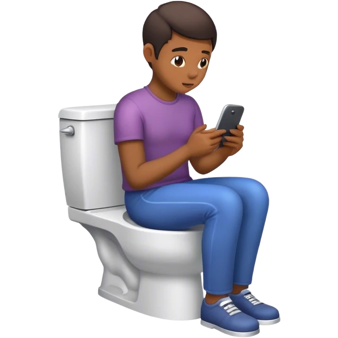 Sitting on a toilet texting emoji